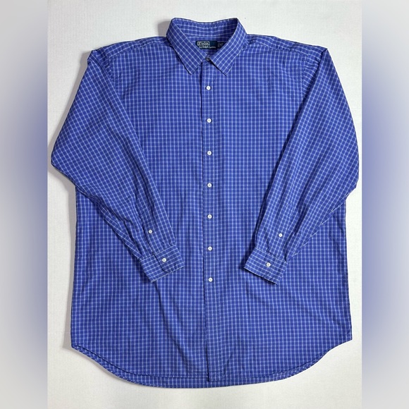 Polo Ralph Lauren Other - Polo by Ralph Lauren Button Down Size 3XLT 100% Cotton Blue Plaid Long Sleeve